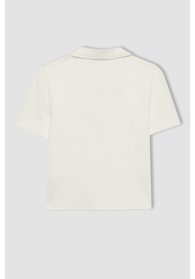 DeFacto Fitted Polo Yaka Fitilli Kaşkorse Kısa Kollu Beyaz Tişört A0379AX25SMWT32 DeFacto Fitted Polo Yaka Fitilli Kaşkorse Kısa Kollu Beyaz Tişört A0379AX25SMWT32