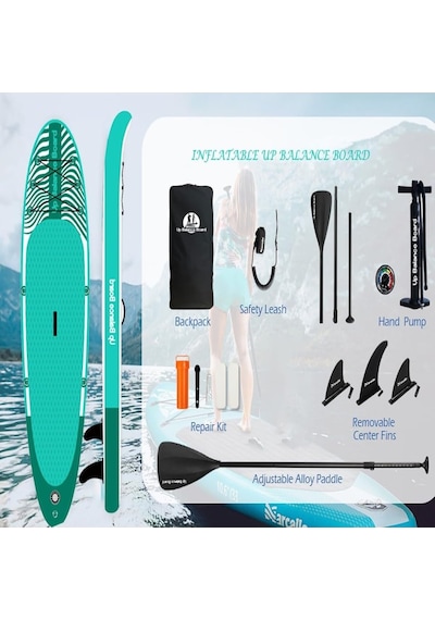 Up Balance Board Şişme Sup Board/stand Up Paddle Board 335x84x15 Cm Koyu Yeşil