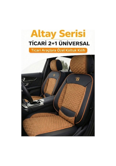 Ford Focus Trend 2012-2018 2+1 Arka Sırt Oturak Uyumlu Altay Serisi Taba Siyah Koltuk Kılıfı