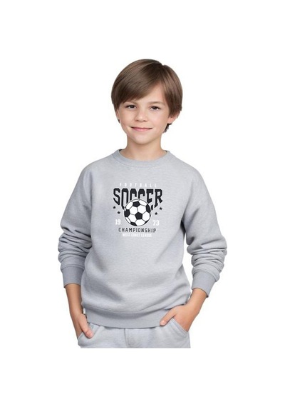 Fyk Kids Erkek Çocuk Soccer Baskılı Bisiklet Yaka Eşofman Takımı Gri