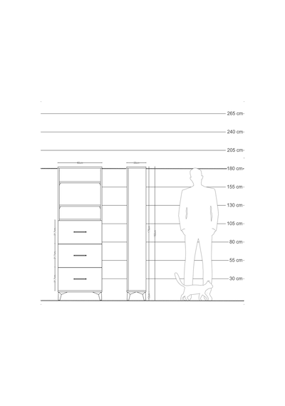 Arges Dolap 3 Raflı 3 Çekmeceli 60x30x182 Çam-çam Çam