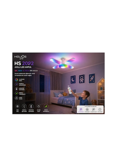 Akıllı Led Ampul, 36w, Blutooth Hoparlör, E27 Duy İle Bağlanır. Çok Renkli