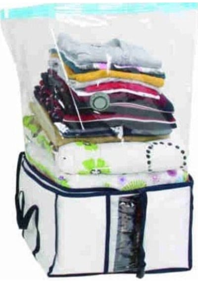 Küpbag Çeyiz Sandıklı ,vakumlu Poşet,vakumlu Çantalı Hurç Siyah- Beyaz Kareli Şeffaf