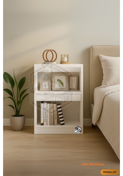 Tamamı Mdf Modern Bölmeli 2 Raflı Bazalı Kitaplık