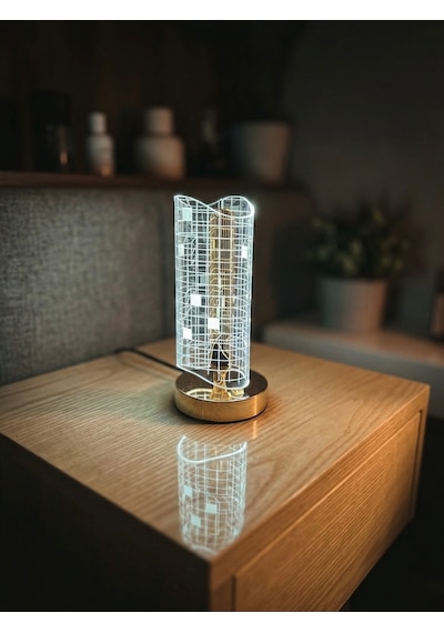 Vezza Home Modern Kristal Şarjlı Dokunmatik Masa Lambası 3 Renk Modlu Gold