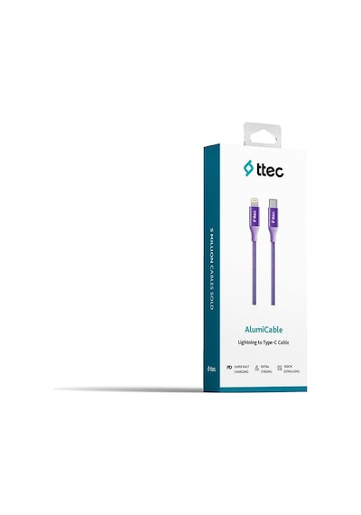 Ttec AlumiCable Type-c Lightning Hızlı Şarj Kablosu 150cm 2DK41MR Mor