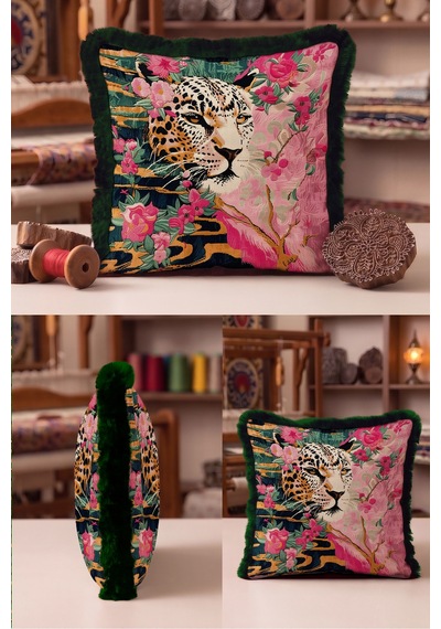 Egzotik Leopar Çiçekli Desenli Saçaklı Yastık Kılıfı - Tropikal Pembe Gri Püsküllü Kırlent Kılıfı Gizli Sahil Aura Egzotik Leopar Çiçekli Desenli Saçaklı Yastık Kılıfı - Tropikal Pembe Gri Püsküllü Kırlent Kılıfı Gizli Sahil Aura