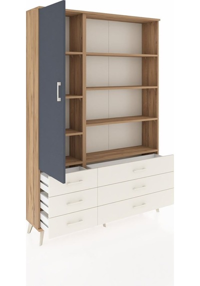 Arges Dolap 8 Raflı 6 Çekmeceli Tek Kapaklı 132x30x195 Çam-antrasit/aytaşı Antrasıt/aytası Arges Dolap 8 Raflı 6 Çekmeceli Tek Kapaklı 132x30x195 Çam-antrasit/aytaşı Antrasıt/aytası