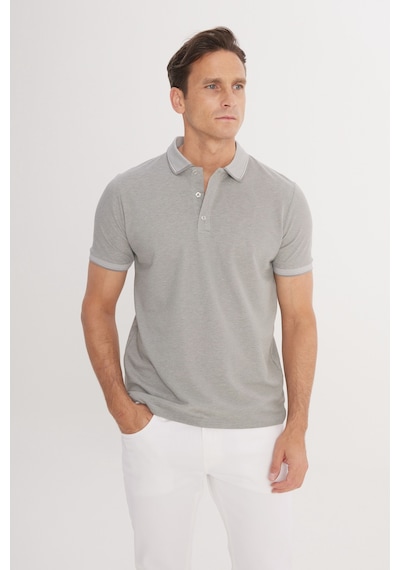 Ac&Co / Altınyıldız Classics 465126598 Düğmeli Polo Yaka Cepsiz Slim Fit Erkek Tişört Gri