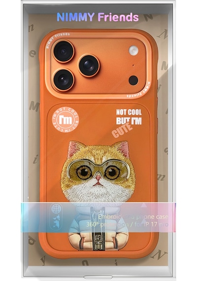 Apple Uyumlu iPhone 17 Pro Gerçek Nakış Fermuar Ve Gözlüklü Kedili Cool Cute Turuncu Telefon Kılıfı Şeffaf Apple Uyumlu iPhone 17 Pro Gerçek Nakış Fermuar Ve Gözlüklü Kedili Cool Cute Turuncu Telefon Kılıfı Şeffaf