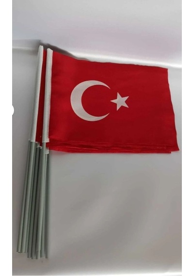 Premium 23 Nisan Türk Bayrağı - Tekli Alpaka Plastik Saplı, 20x30cm Tek Ebat
