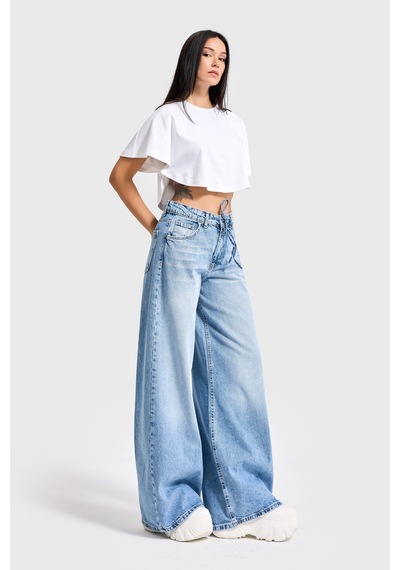Itsbasic Kadın Kot Rengi 4s527 Süper Palazzo Fit Bağcıklı %100 Koton Denim Jean Mavi Itsbasic Kadın Kot Rengi 4s527 Süper Palazzo Fit Bağcıklı %100 Koton Denim Jean Mavi