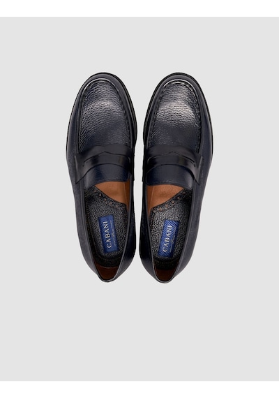 Cabani Premium Hakiki Deri Laci Erkek Loafer Ayakkabı Lacivert