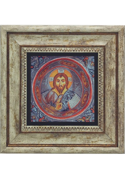 Kapadokya Göreme Karanlık Kilise Freski - Pantokrator İsa Mesih Baskılı Taş Tablo 20x20