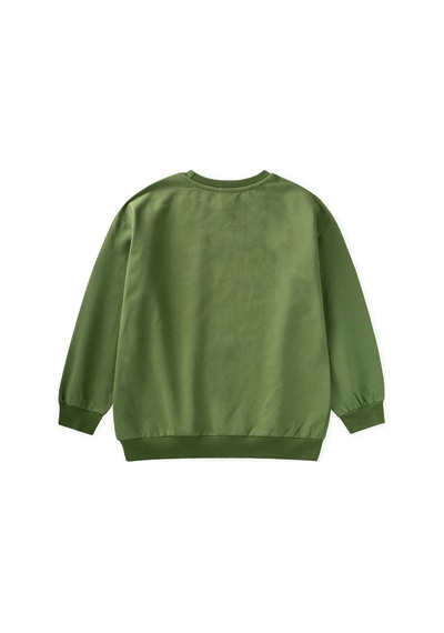 Cigit Baskılı Erkek Çocuk Kışlık Sweatshirt 8-12 Yaş Yağ Yeşili