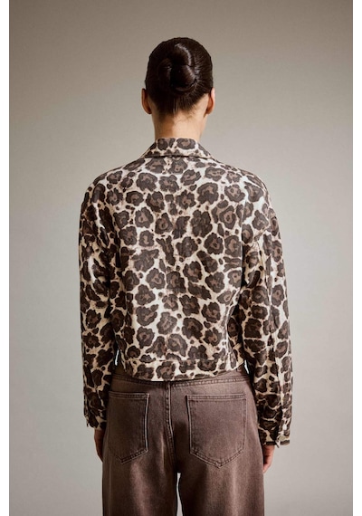 Defacto Leopar Desenli Düğmeli Denim Ceket G3105ax25aubn336 Kahve
