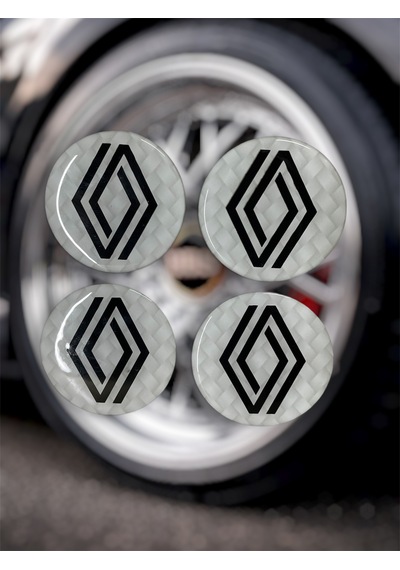 Renault Jant Göbeği Damla Etiket 4 Lü Oto Universal Jant Göbeği 3d Jant Arması Damla Sticker Seti2 Çok Renkli