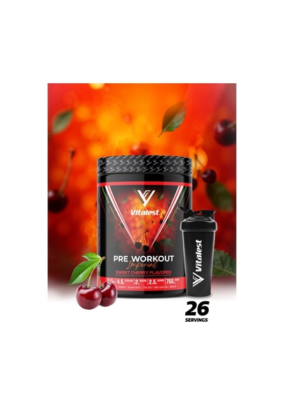Vitalest Pre Workout 468g. 26 Servis Kiraz