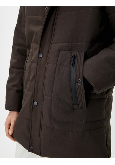 Koton Anorak Mont Kapşonlu Cep Detaylı Fermuarlı Kahverengi 4wam00022hw Kahve