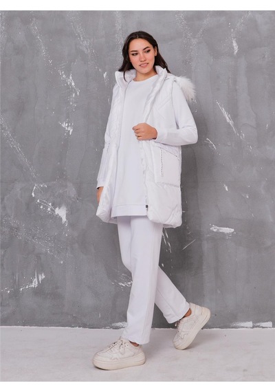 Bwest Sarah Kapşonlu Şişme Yelekli Spor Üçlü Takım - 70030 - Beyaz-164 Beyaz Bwest Sarah Kapşonlu Şişme Yelekli Spor Üçlü Takım - 70030 - Beyaz-164 Beyaz