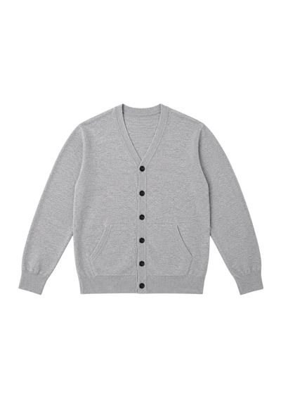 Battalmoda Erkek Büyük Beden Gri Cepli Düğmeli Triko Hırka 3xl-4xl-5xl-6xl
