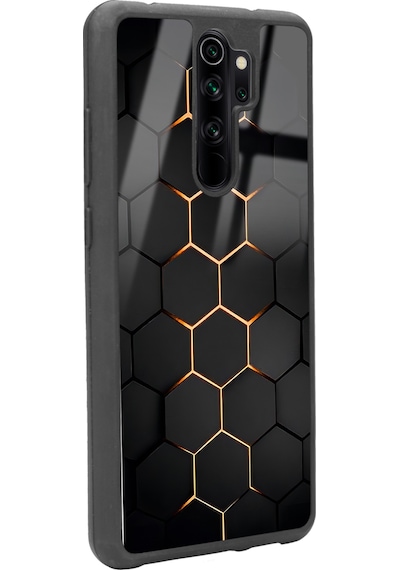 Xiaomi Redmi Note 8 Pro Yellow Carbon Tasarımlı Glossy Telefon Kılıfı Siyah