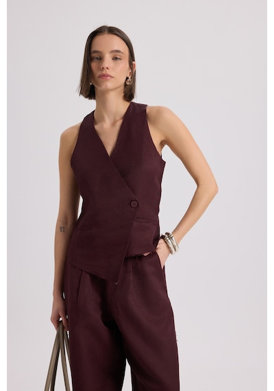 Mai Collection Mai Studios Co. Nagmetah Sırt Pencereli Bordo Yelek Pantolon Takım Bordo
