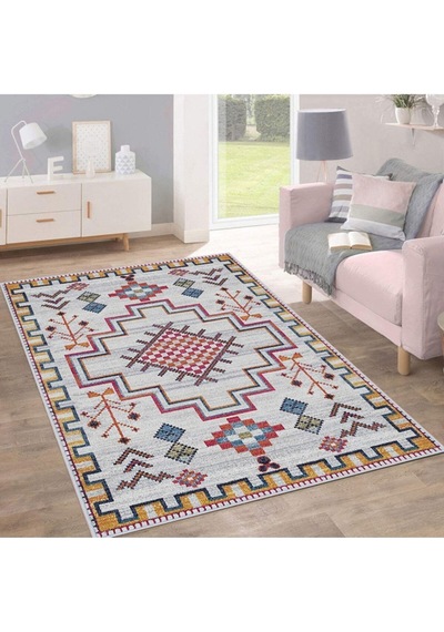 Eliana Home Baskılı, Yıkanabilir Kaymaz Taban Salon Halısı Eli0207-sd805 Krem
