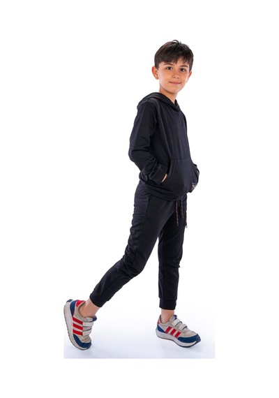 Mnk Baby & Kids Team Kanguru Cepli Kapüşonlu Çocuk Eşofman Mnk10074 siyah