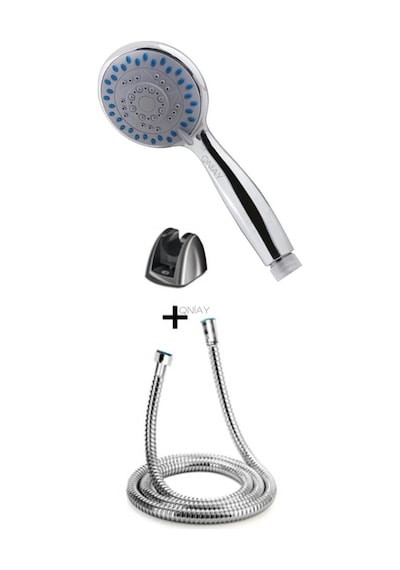 Onyon 3Lü Set Krom 3 Fonksiyonlu Su Tasarruflu Banyo Tepe El Duş Gri