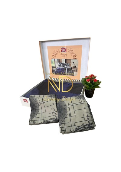 Çift Kişilik Saten Nev Takımı Lionel Lacivert - Mir-83360 Renkli