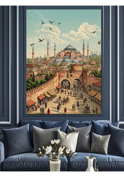 Kalabalık Ayasofya Camii İstanbul Dekoratif Kanvas - Mdf Ahşap Tablo