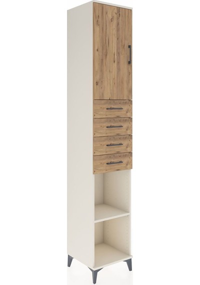 Hyperion Dolap 4 Raflı 4 Çekmeceli Tek Kapaklı 44x44x243 Aytaşı-çam Aytası