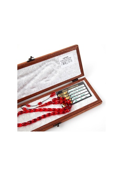 Eski Avusturya Oyun Zar Obje Ateş Kehribar Kapsül Kesim 8x12mm Tesbih - Şeffaf Kırmızı Kırmızı
