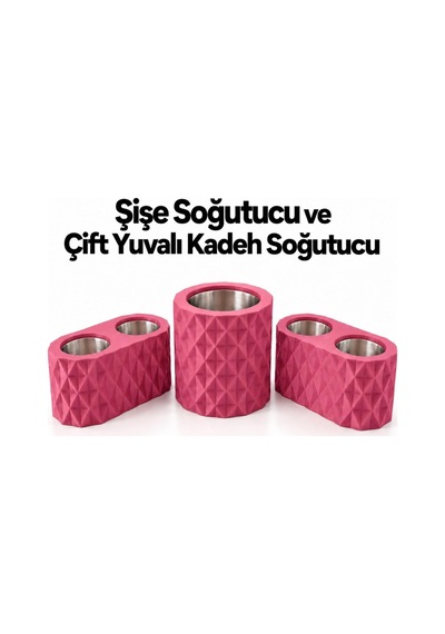 Beyaz Elmas Desenli Şişe Soğutucu Ve 2 Adet Çift Kadeh Yuvalı Ehlikeyf Seti,metal İç Hazneli,termojelli Soğutucu-beyaz