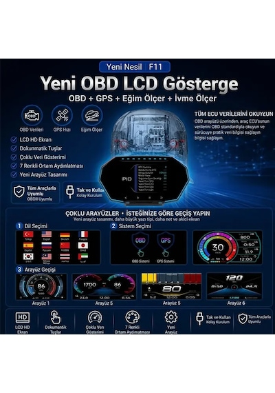 Ally F11 Obd2 + Gps Head Up Display Hud Dijital Hız Göstergesi- 5775 1