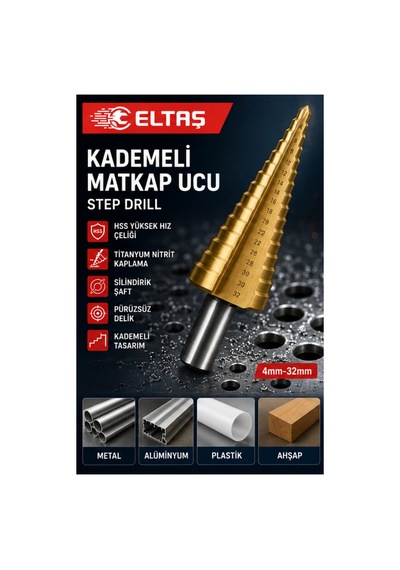 Kademeli Matkap Ucu Hss Çelik Titanyum Kaplama Delik Açma Ucu 4-32 Mm