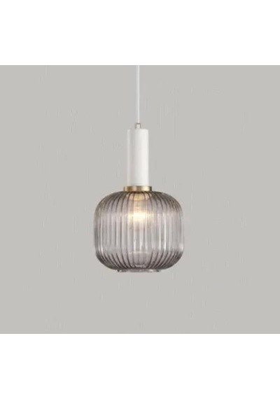 Rsylight Rustik Dekoratif Metal Modern Beyaz Opal Füme Camlı Tekli Avize Siyah