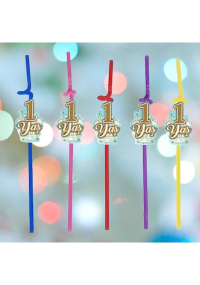Pipet 1 Yaş Yaldızlı Pipet 10 Lu Mavi 1 Yaş Erkek Doğum Günü Partisi