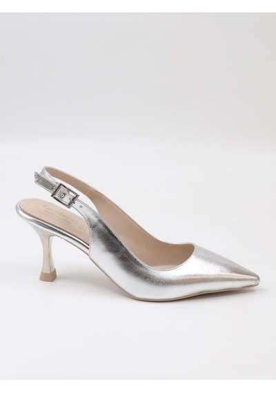 Nesilshoes Nesil Shoes Özma 202 Gümüş Topuklu Kadın Sandalet GÜMÜŞ