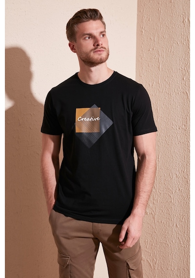 Buratti Baskılı Bisiklet Yaka % 100 Pamuk Slim Fit Erkek T Shirt 646R3940 Siyah Buratti Baskılı Bisiklet Yaka % 100 Pamuk Slim Fit Erkek T Shirt 646R3940 Siyah