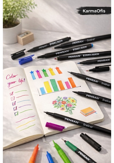 0.4 Uçlu 14 Renk Fineliner Kalem Seti Not, Çizim Ve Bullet Journal İçin İdeal
