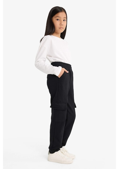 Defacto Kız Çocuk Beli Lastikli Kargo Jogger Eşofman Altı E6928a825aubk81 Siyah