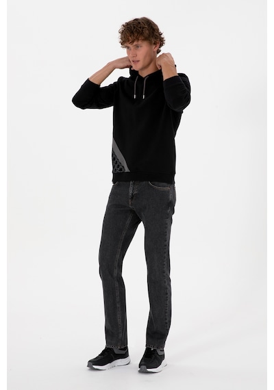 U.S. Polo Assn. Erkek Regular Fit Kapüşonlu Siyah Sweatshirt 50315691-VR046