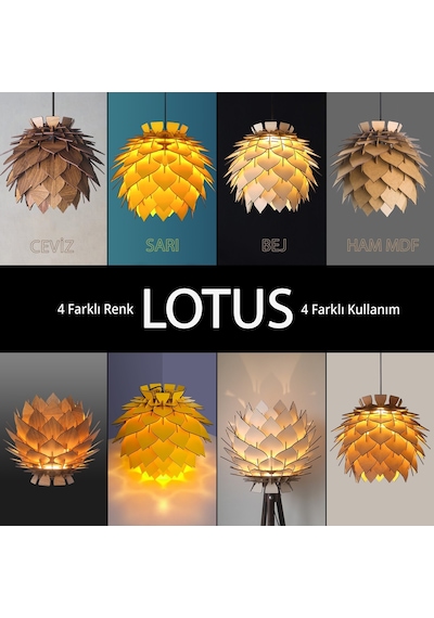 Design Otto Lotus Dekoratif Abajur Avize Sarkıt Lambader Şapkası Kahverengi