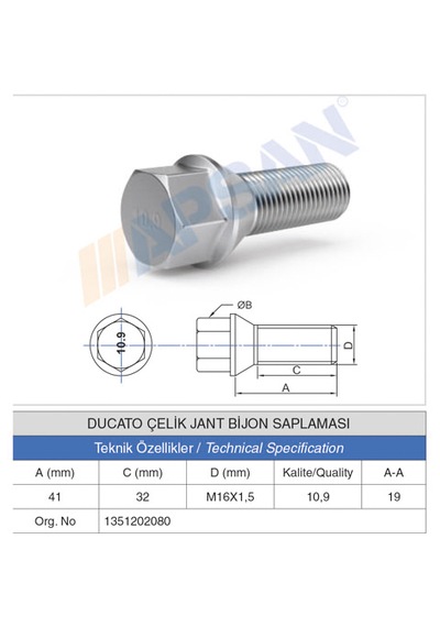 20 Adet Ducato Çelik Jant Bijon Saplaması