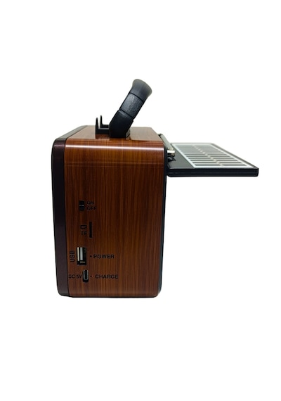 Gold Silver Gs-1360 Güneş Enerjili Ahşap Nostaljik Kamp Radyo Şarjlı Bluetooth Hoparlör Usb Tf Solar Panel