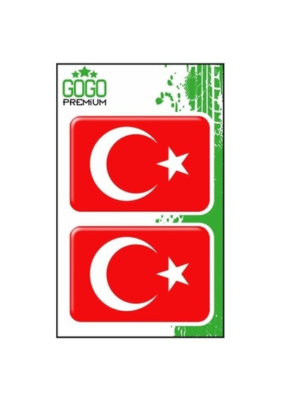 Türk Bayrağı 3 4x6 Cm İkili Damla Etiket Çok Renkli