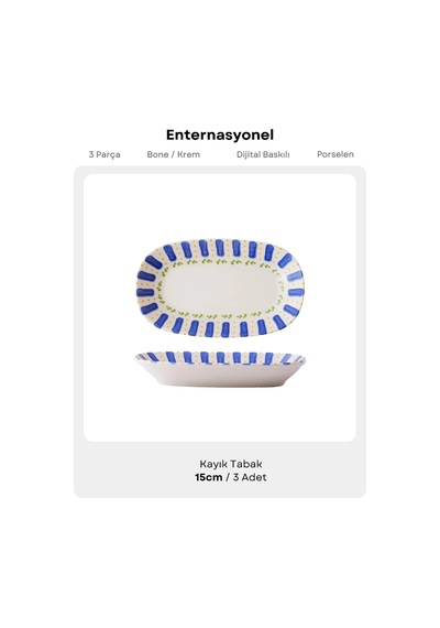 Güral Kayısı 15 Cm 3lü Porselen Kayık Tabak Seti Diğer