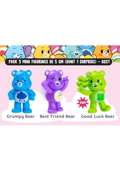 Care Bears Mini Koleksiyon Figürleri 3'lü Paket - 1 Adet